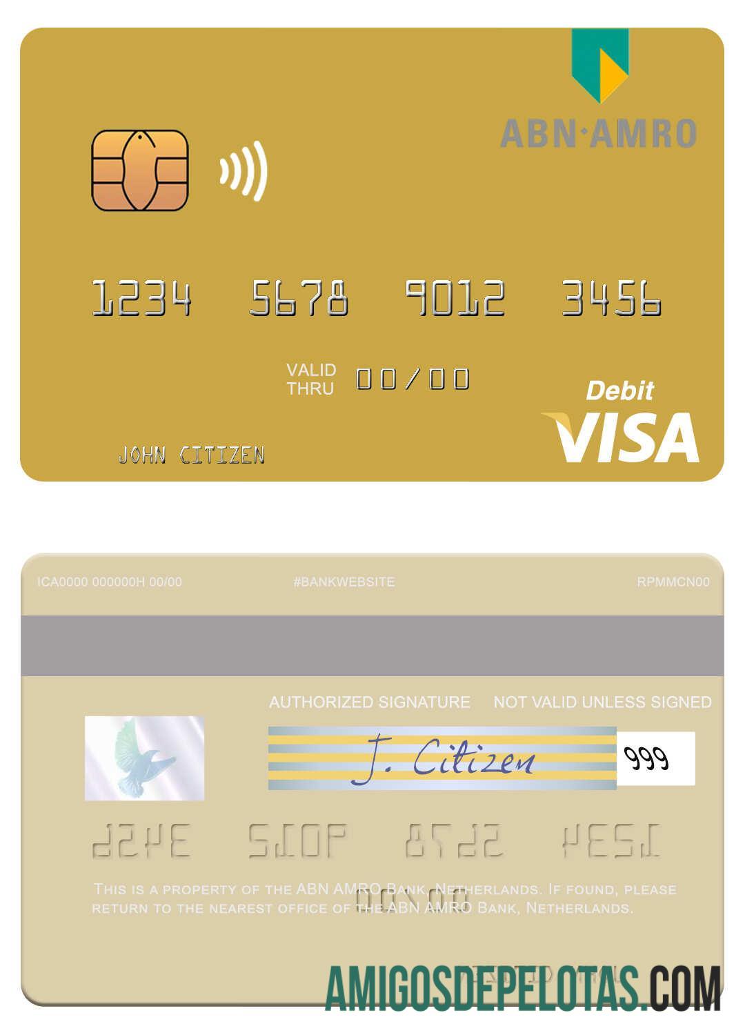 Netherlands ABN AMRO Bank Visa Debit Card real example